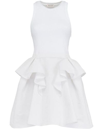 Alexander McQueen Paneled Peplum Minidress - White