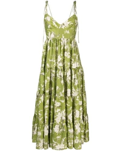 Erdem Azami Magnolia Garden-print Dress - Green