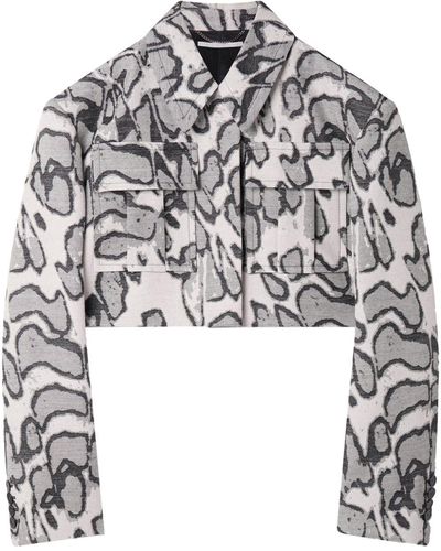 Stella McCartney Moth Patterned-jacquard Cropped Jacket - Natural