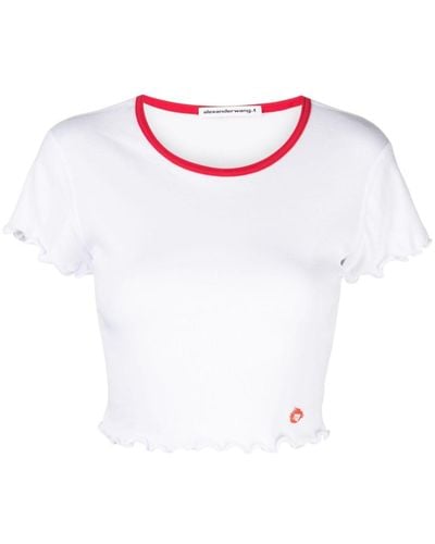 Alexander Wang Camiseta corta con dobladillo de lechuga - Rosa
