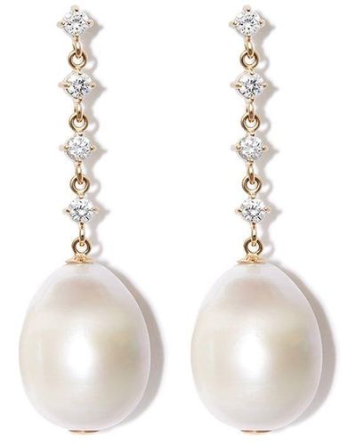 Zoe Chicco 14kt Yellow Gold Pearl Diamond Earrings - White
