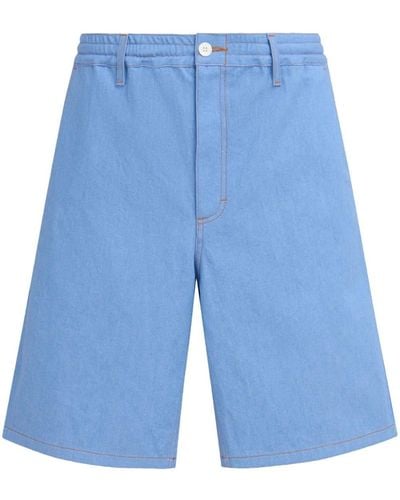Marni Logo-embroidery Cotton Shorts - Blue