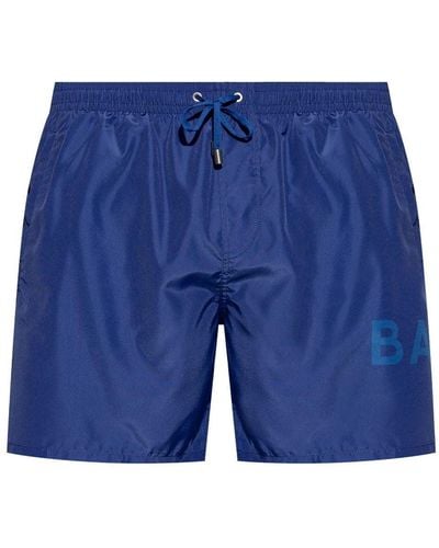 Balmain Badeshorts mit Logo-Print - Blau