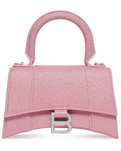 Balenciaga Hourglass Glittered Tote Bag - Pink