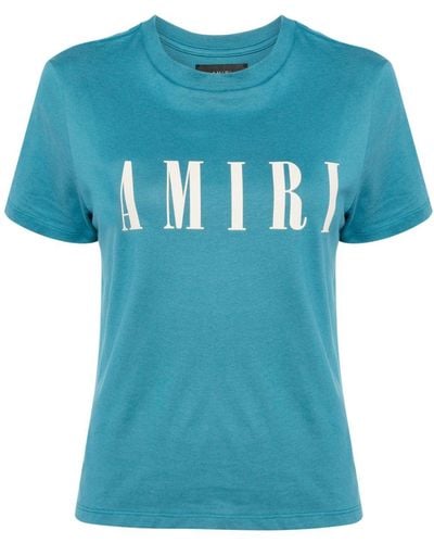 Amiri T-shirt en coton à logo imprimé - Bleu