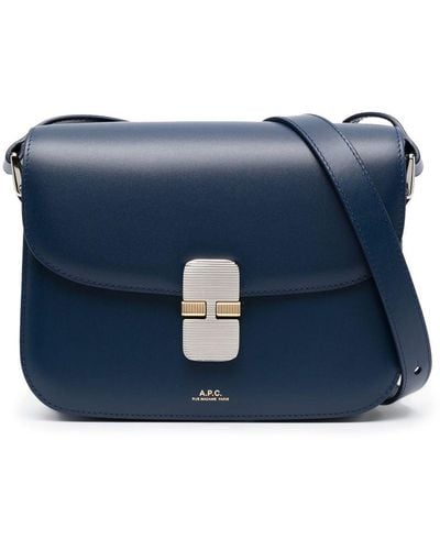 A.P.C. Small Grace Leather Crossbody Bag - Blue