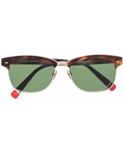 Orlebar Brown Tortoiseshell Rectangle Frame Sunglasses - Metallic