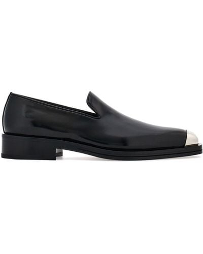 Ferragamo Metal-toecap Leather Loafers - Black