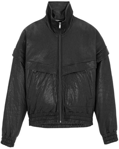 Saint Laurent Leather Bomber Jacket - Black