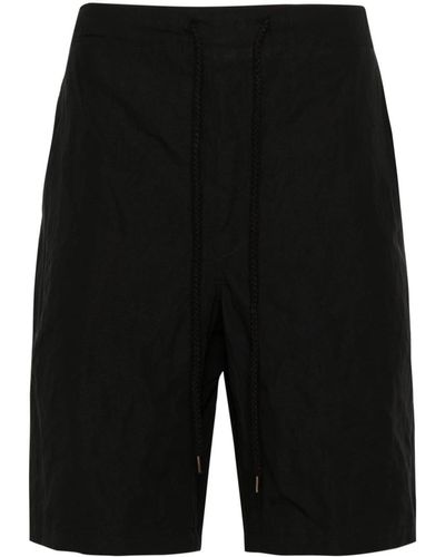Destin Drawstring-waistband Cotton Shorts - Black