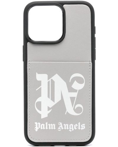 Palm Angels Logo-print Iphone 15 Pro Max Case - Gray