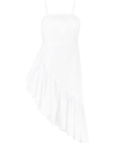 Concepto Magnolia Asymmetric Ruffled Dress - White