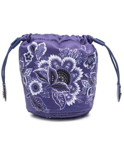 Etro Floral-print Bucket Bag - Blue