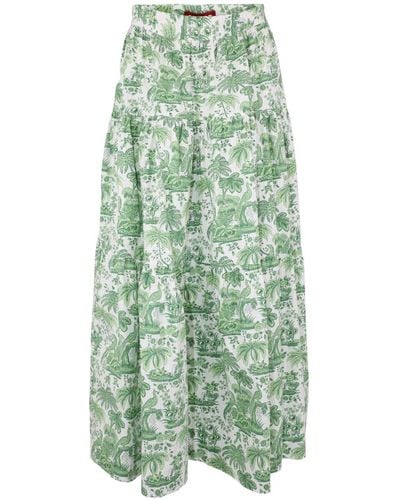 STAUD Floral-print Midi Skirt - Green