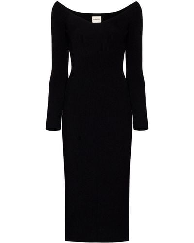 Khaite Ribbed-knit Midi Dress - Black