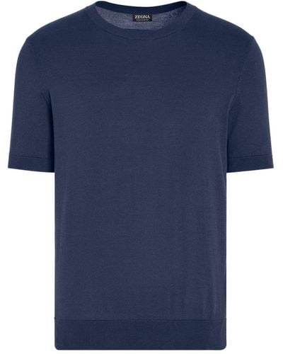 Zegna コットンニットtシャツ - ブルー