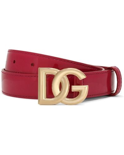 Dolce & Gabbana ロゴバックル レザーベルト - レッド