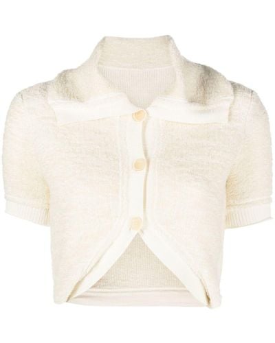 Jacquemus White Le Cardigan Campana Crop Top - Women's - Polyamide/viscose/wool/alpaca Wool - Natural