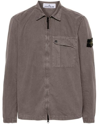 Stone Island Compass-badge Cotton Shirt - Brown