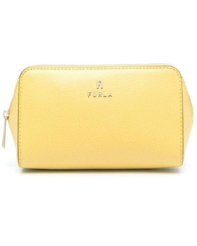 Furla Continental Leather Make Up Bag - Yellow