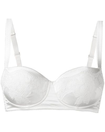 Dolce & Gabbana Lace Overlay Balconette Bra - White