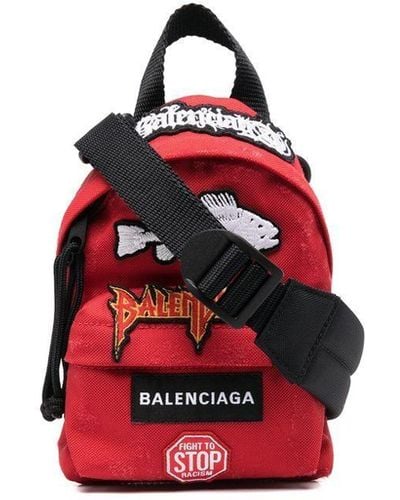 Balenciaga Logo-patch Zip-up Backpack - Red