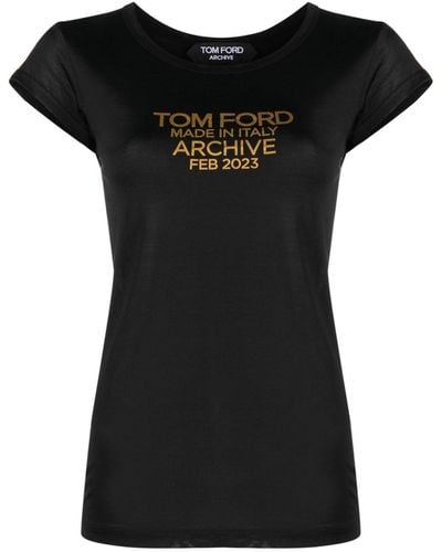 Tom Ford T-Shirt mit Logo-Print - Schwarz