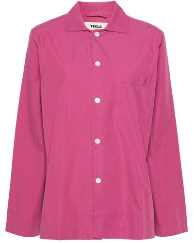 Tekla Spread-collar Cotton Shirt - Pink