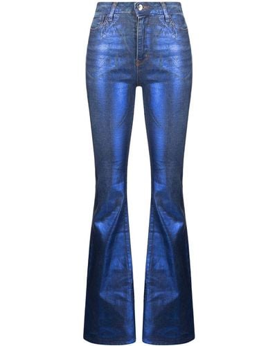 Madison Maison Metallic Flared Slim-cut Jeans - Blue
