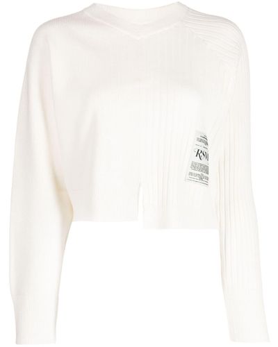 Izzue Panelled Ribbed-knit Jumper - White