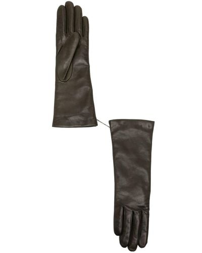 Agnelle Christina Long Leather Gloves - Black
