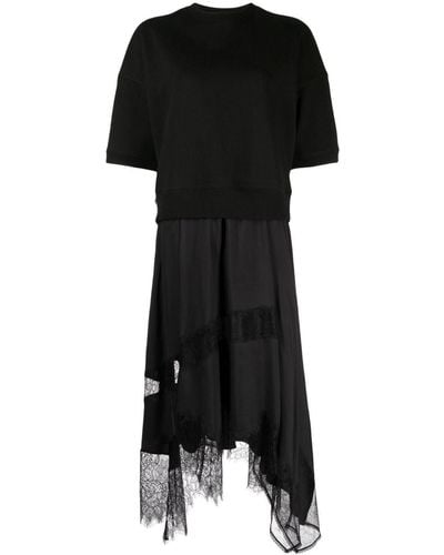 Goen.J Lace-trim Contrast Dress - Black