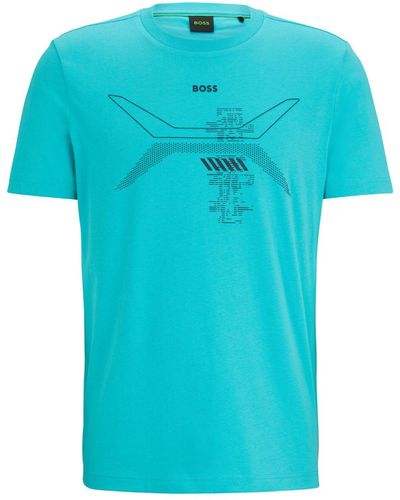 BOSS Graphic-print Cotton T-shirt - Blue