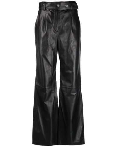 Arma Wide-leg Leather Trousers - Black