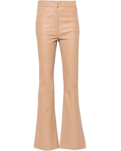 Remain High-waist Leather Flared Trousers - Natural