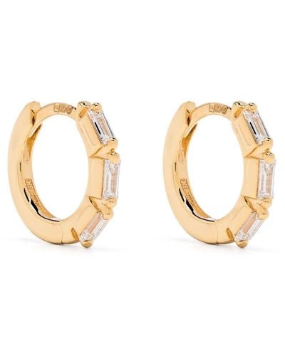 Suzanne Kalan 18kt Yellow Gold Bold Triple Diamond Small Hoop Earrings - Metallic