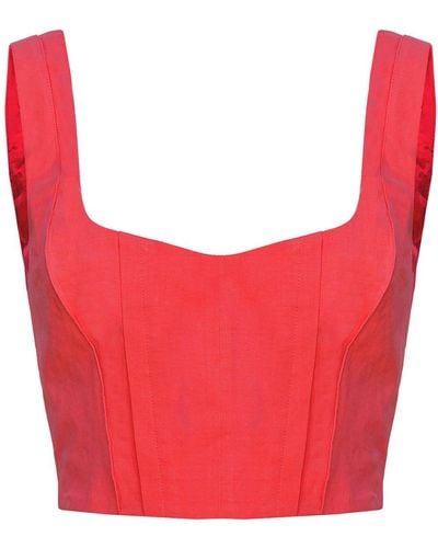 Pinko Panelled Corset-style Crop Top - Red