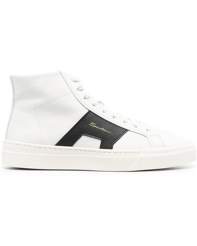 Santoni Sneakers alte con logo - Bianco