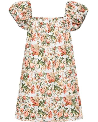 Doen Mini-jurk Met Bloemenprint - Wit