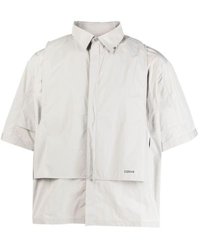 C2H4 Intervein Layered Short-sleeved Shirt - White