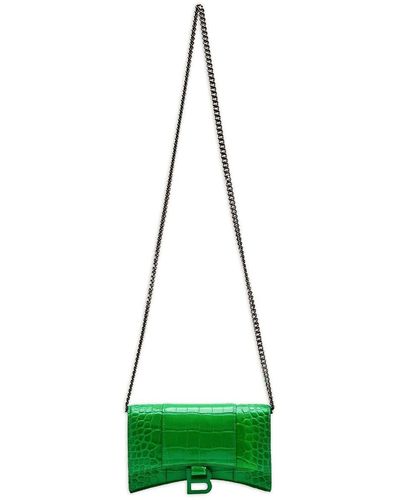 Balenciaga Crocodile-effect Leather Shoulder Bag - Green