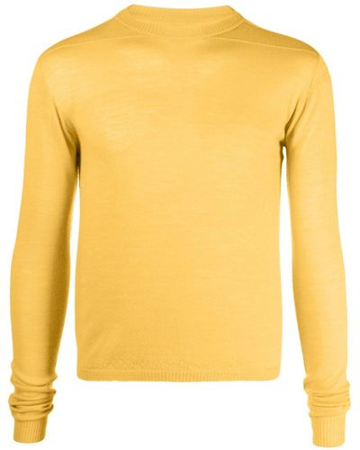 Rick Owens Ribbed-trim Virgin-wool Jumper - Yellow