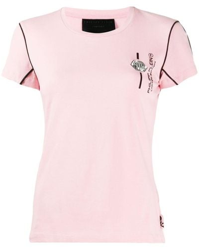 Philipp Plein T-shirt Met Logo - Roze