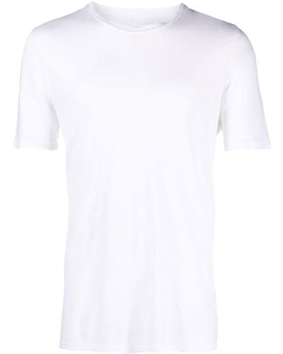 120% Lino Mélange Short-sleeve T-shirt - White