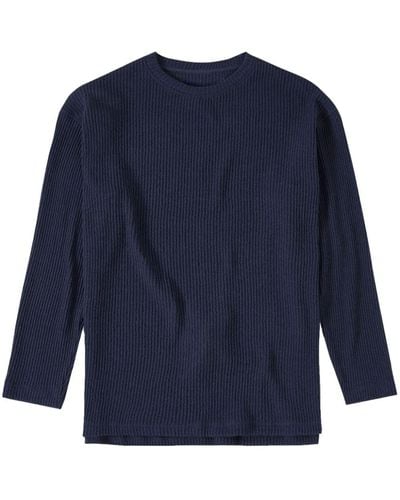 Closed Crew-neck Ribbed-knit Jumper - Blue