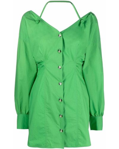 Nanushka Long-sleeve Button-fastening Dress - Green