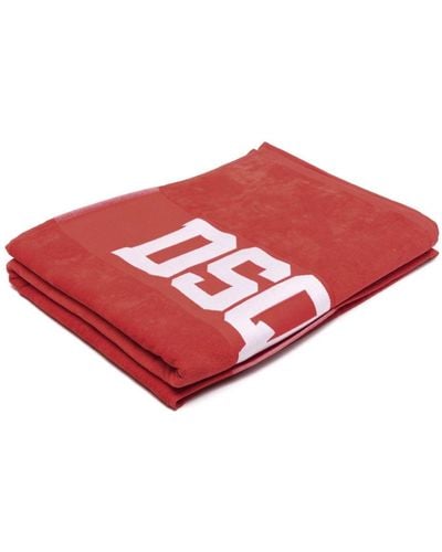 DSquared² Asciugamano Technicolor con logo jacquard 180x100cm - Rosso