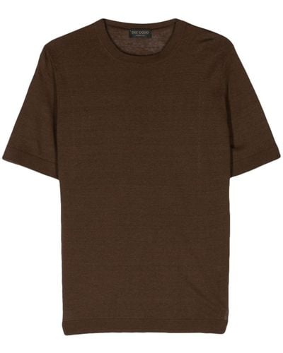 Dell'Oglio Crew-neck Ribbed-knit T-shirt - Brown