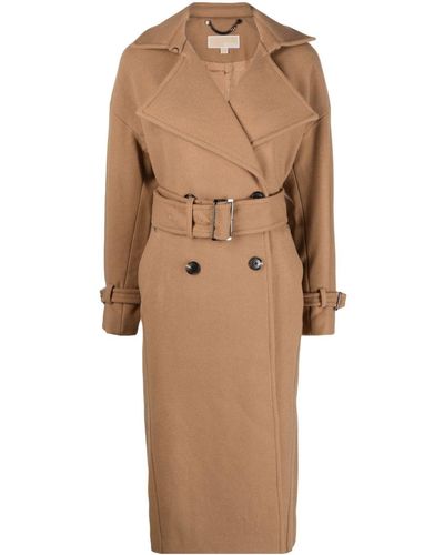 MICHAEL Michael Kors Belted Wool-blend Trench Coat - Natural