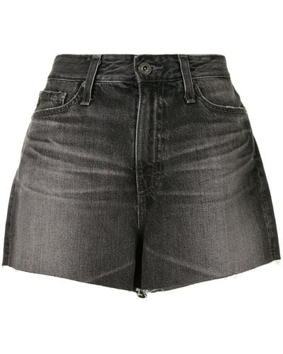 AG Jeans Raw-edge High-waisted Shorts - Black